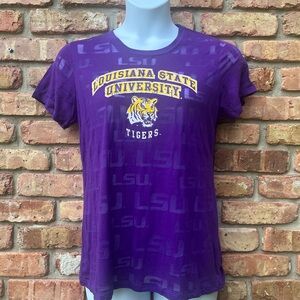 LSU LOUISIANA STATE UNIVERSITY TIGERS PURPLE SHEER WOMENS XL SHORT SLEEVE
